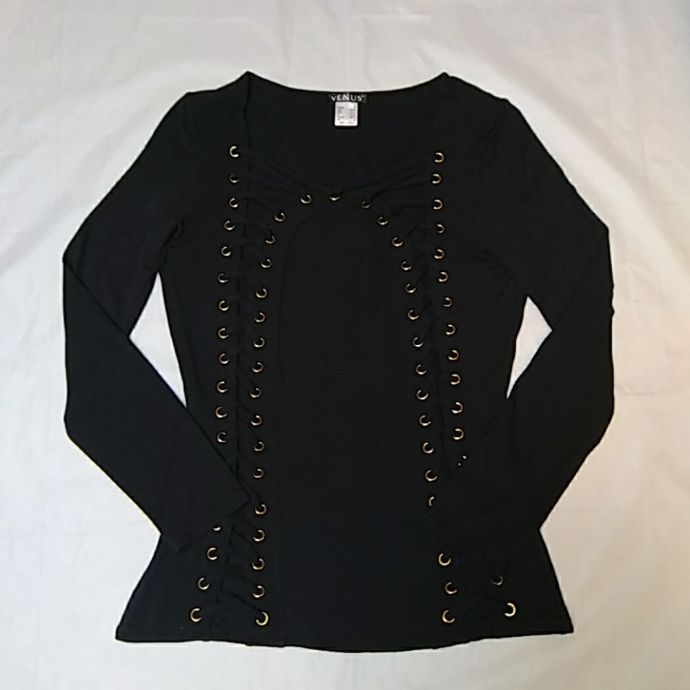 Black Lace-Up Top